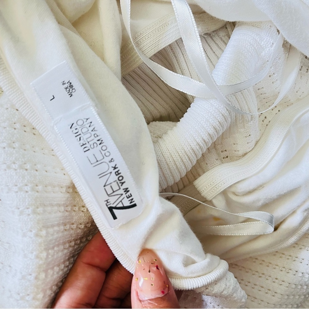 White Crochet One Shoulder Top Scallop Trim Coastal resortwear euro summer - Picture 6 of 7